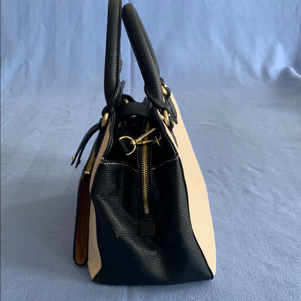 Nine West Black, Cream, and Brown Satchel - Picture 3 of 4